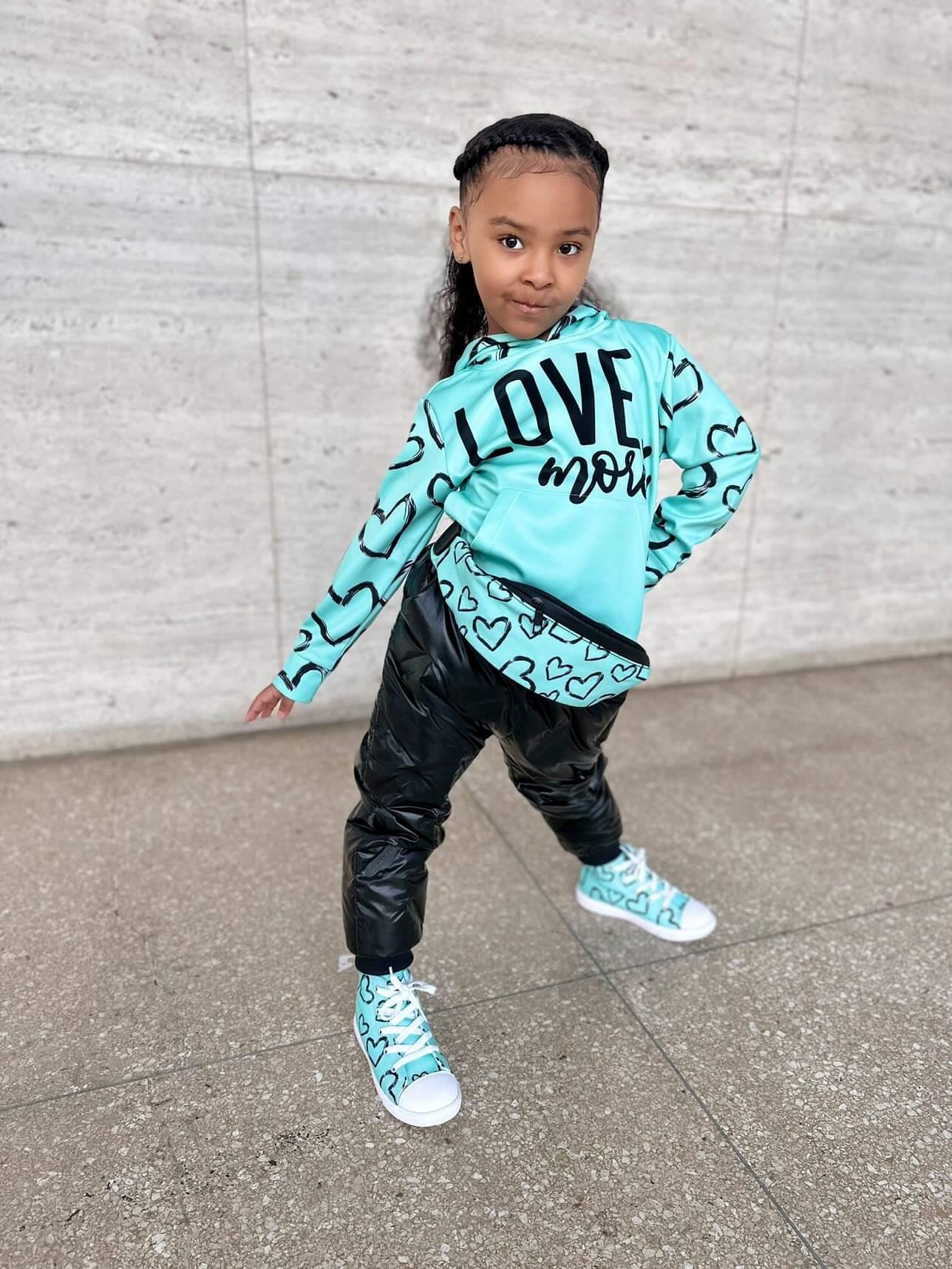 Teal Hearts Kids Hoodie