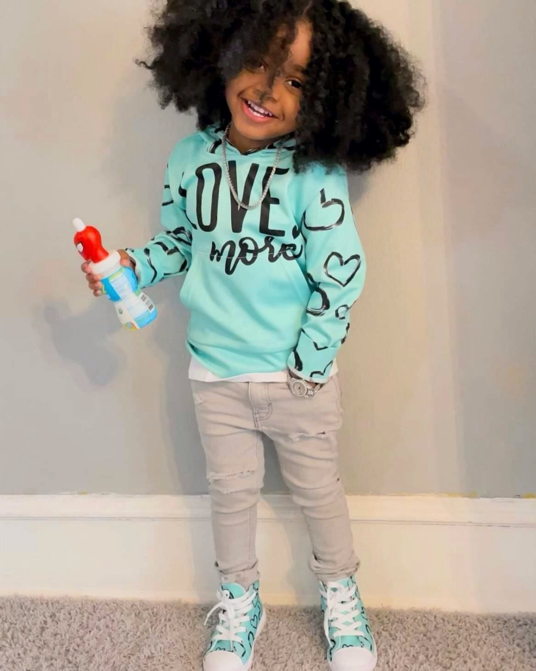 Teal Hearts Kids Sneakers