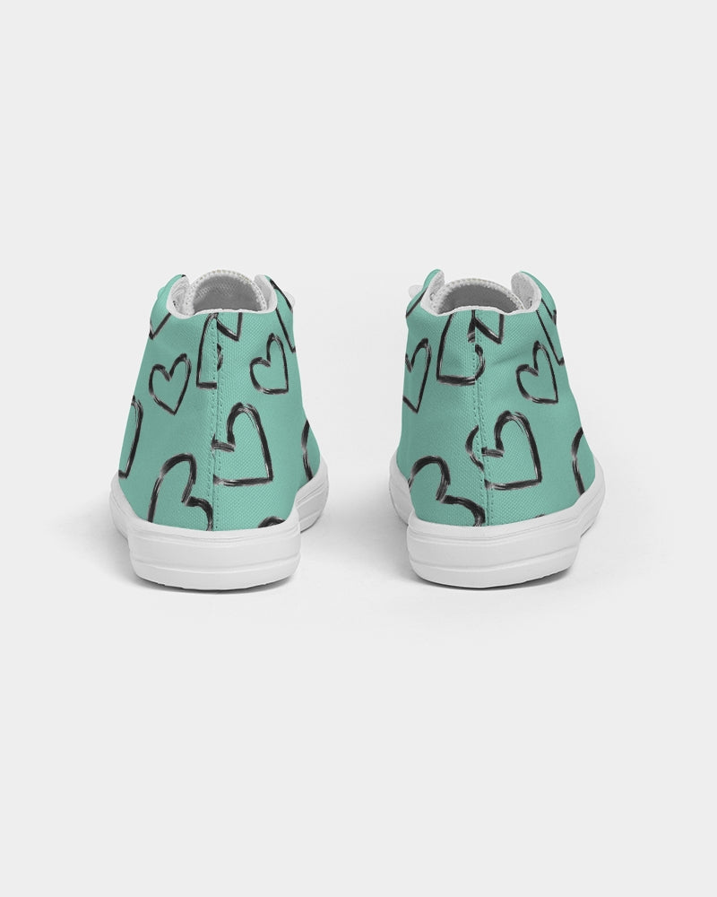 Teal Hearts Kids Sneakers