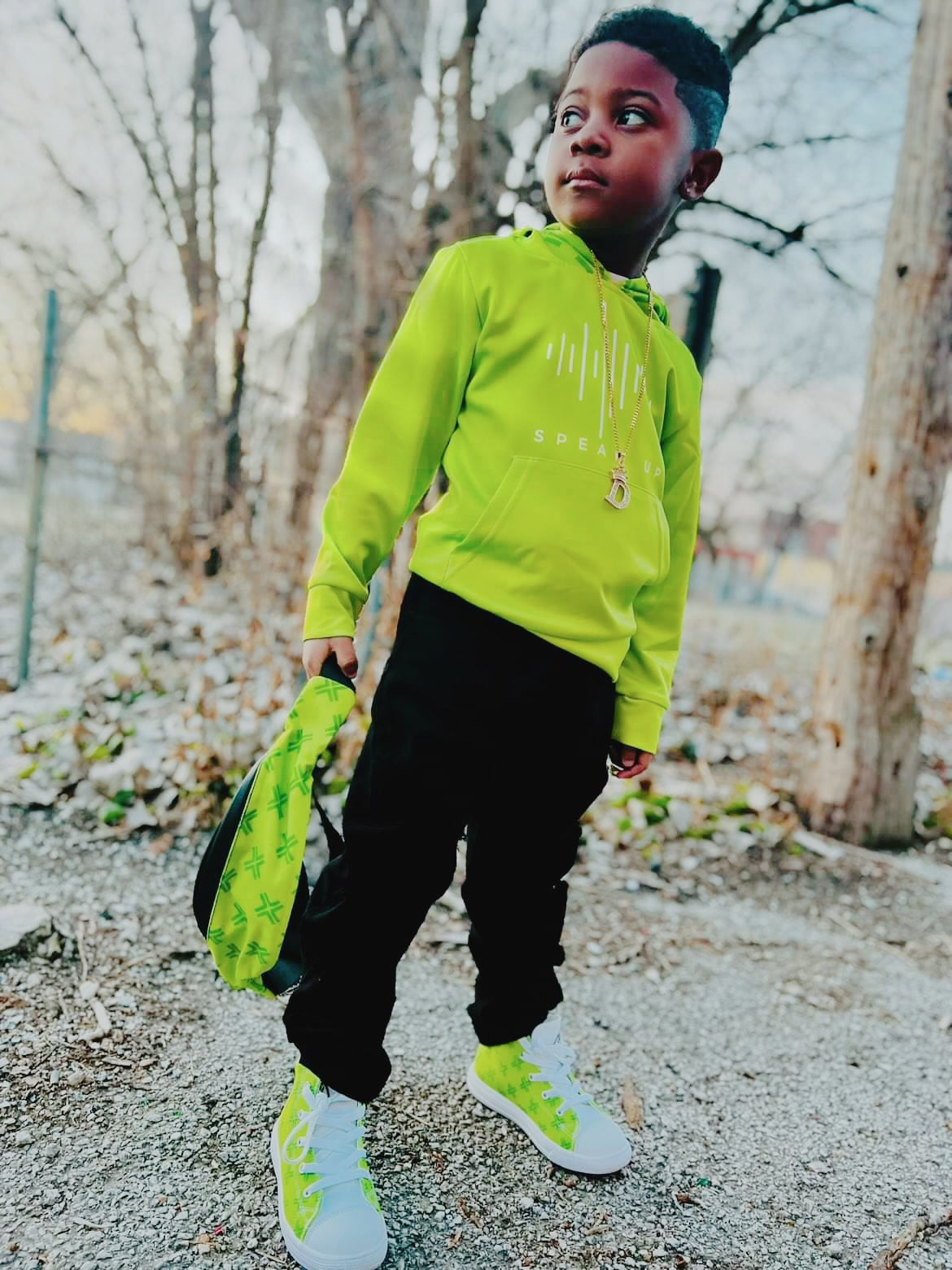 Geo Lime Kids Sneakers