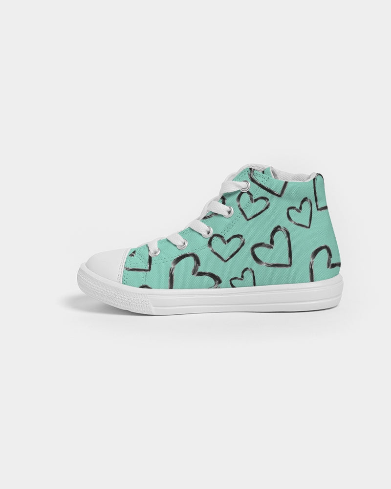 Teal Hearts Kids Sneakers