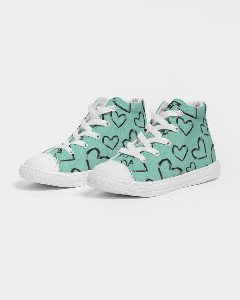 Teal Hearts Kids Sneakers