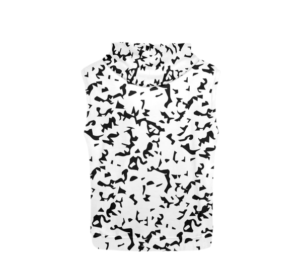 Whiteout Composition Sleeveless Hoodie