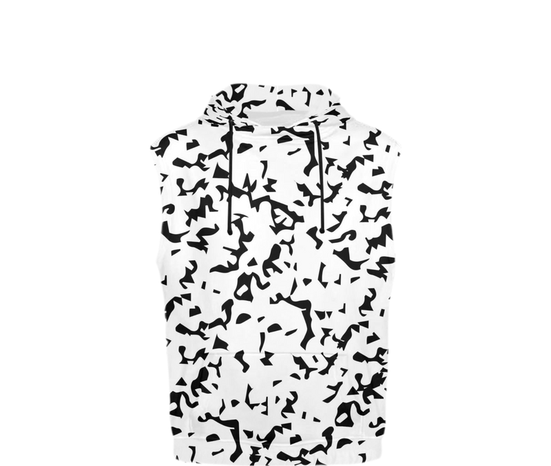 Whiteout Composition Sleeveless Hoodie