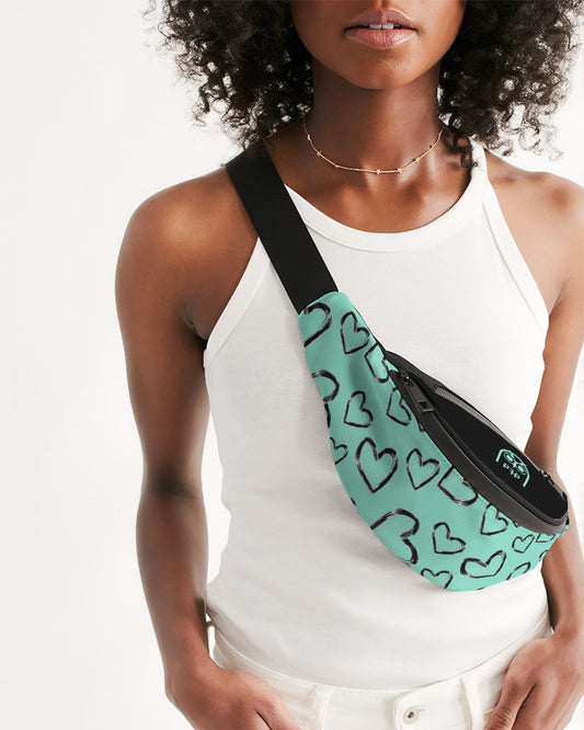 Teal Hearts Crossbody Bag