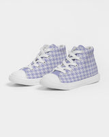 Purple Houndstooth Kids Sneakers