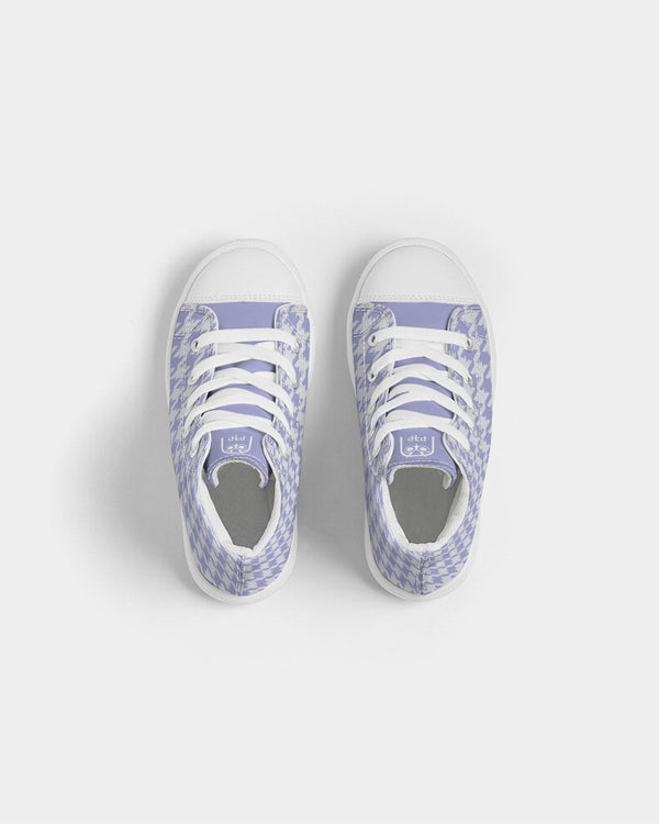 Purple Houndstooth Kids Sneakers